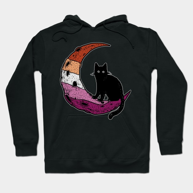 Lesbian Cat Moon Hoodie by Psitta